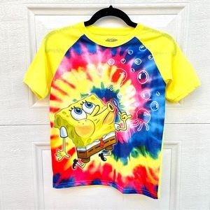 Kids 10/12 UNISEX Boy or Girl SpongeBob short sleeve tie dye T-shirt
